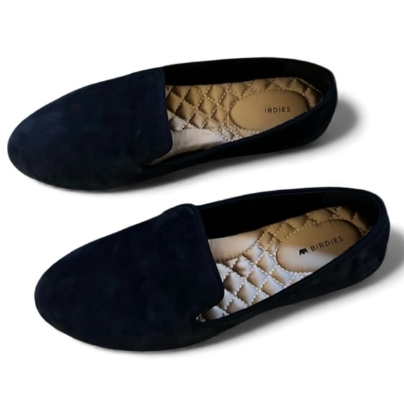 Birdies Women 10.5 Starling Navy Blue Suede Flat Slip On Smoking Slipper Loafer - Picture 4 of 7